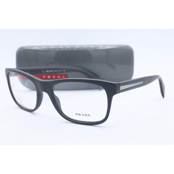 New Prada VPR 19P TV4-1O1 Matte Black Square Eyeglasses Clear Lenses 53mm - Picture 1 of 7